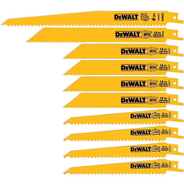 Metal Saw Reciprocating - 10 Piece Bi-Metal Reciprocating Saw Blade